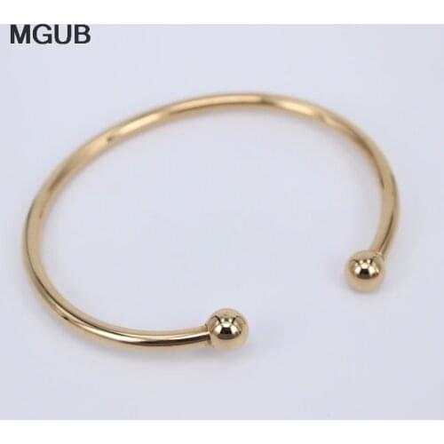 Factory Price Stainless Steel Gold Color Adjustable Open Cuff Men Women Bracelets Trendy Simple Bangles Wholesale LH749