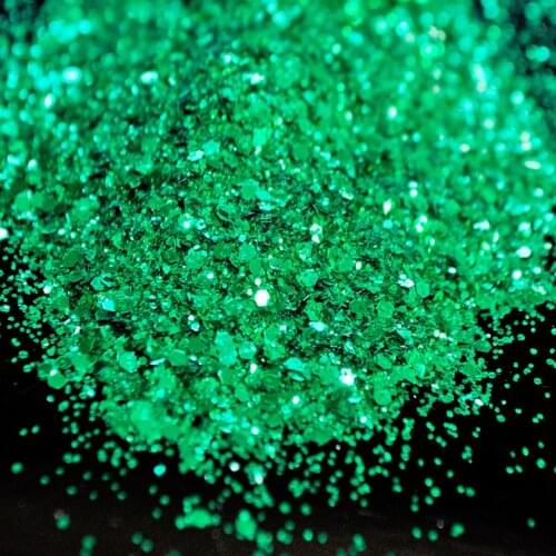 Green Mix Nail Glitter Sparkly Shinny Hexagon Paillette 3D Nail Art Decorations Nail Powder Dust Polish Tips