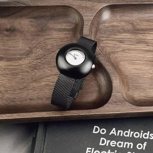 2021 Ladies gift women black watch Enmex simple stain steel black square clock grace quartz fashion wristwatch