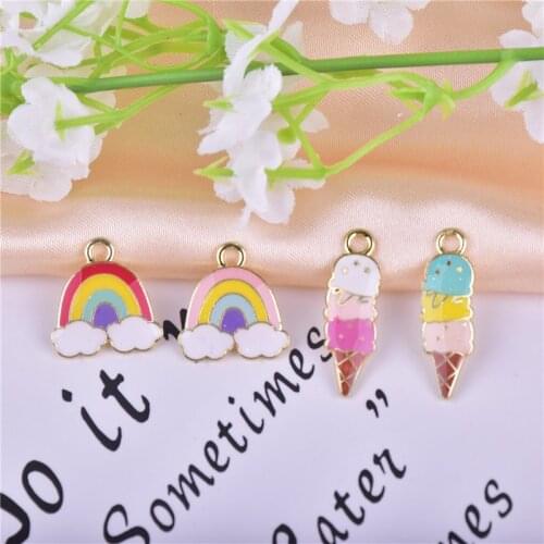 10pcs/pack lovely Cloud Ice-cream Enamel Metal Charms Earring Bracelet DIY Jewelry Making