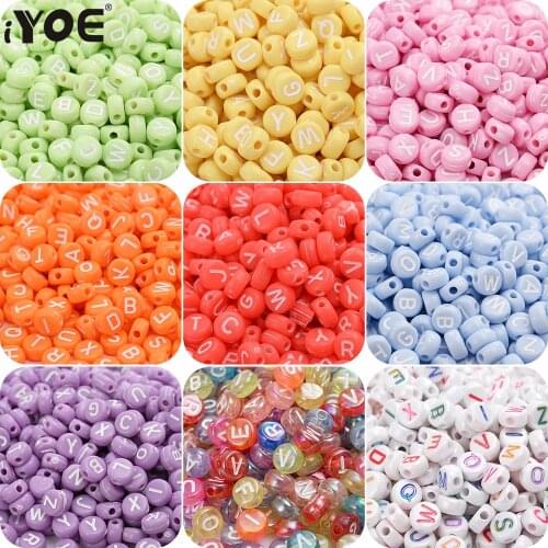 100/200/300pcs Acrylic Letter Beads Round Flat Alphabet Loose Spacer Jewelry Beads for Making Handmade Bracelet Ring Earring