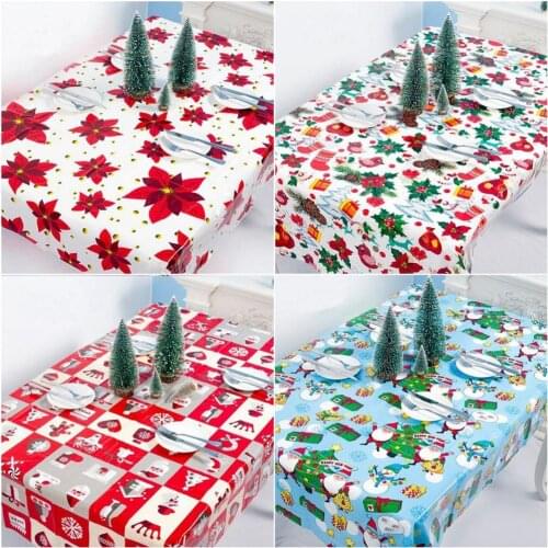 180x108cm Pinsettia Flower Christmas Tablecloth Merry Christmas Table Decorations for Home Snowman Table Cover New Year 2021