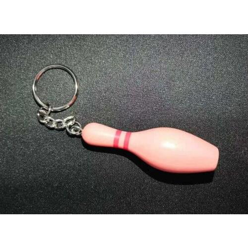 200pcs Bowling key chain individual package PINK color bowling pin key chain bowling pin free shipping