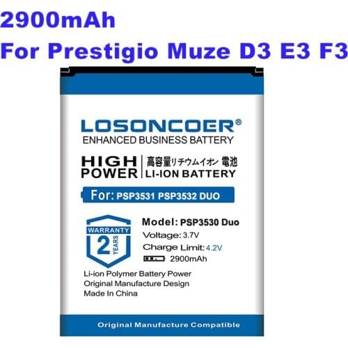 LOSONCOER 2900mAh PSP3530 Battery For Prestigio Muze D3 E3 F3 PSP 3530 DUO PSP3530DUO PSP3531 PSP3532 DUO Muze A7 PSP7530 DUO