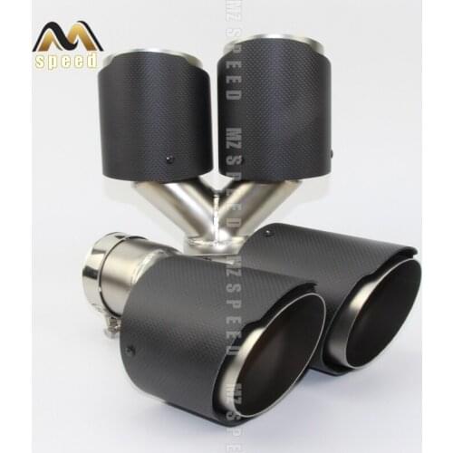 Car styling Modified exhaust pipe muffler tail throat 304 stainless steel and carbon fiber double outlet tail pipe