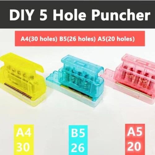 Mini Color 5-Hole Paper Punch Handheld Metal Loose Leaf Hole Puncher for A4 A5 B5 for Notebook Scrapbook Diary Binding