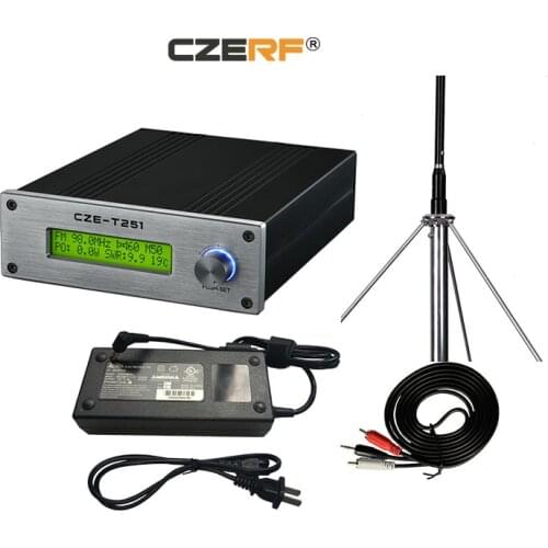 CZE-T251 25w 72-90MHz Adjustable Stereo Mono Broadcast wireless fm transmitter with GP2 aluminum antenna