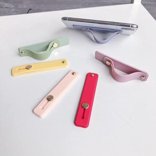 Phone Holder Candy Color For iPhone Xiaomi Push Pull Finger Stand Grip Silicon Ring Wrist Band Strap Universal Cellphone Bracket