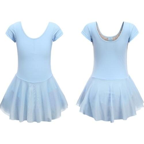 Children Ballet Dance Dress Short Sleeve Ballet Tutu Girls Dancewear Training Dress For Girls Performance Clothes Party Costumes