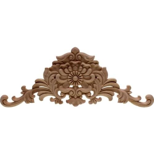 Home Wedding Decoration Accessories Furniture Appliques Wood Carving Corner Wooden Decor Frame Wall Door Woodcarving Decal