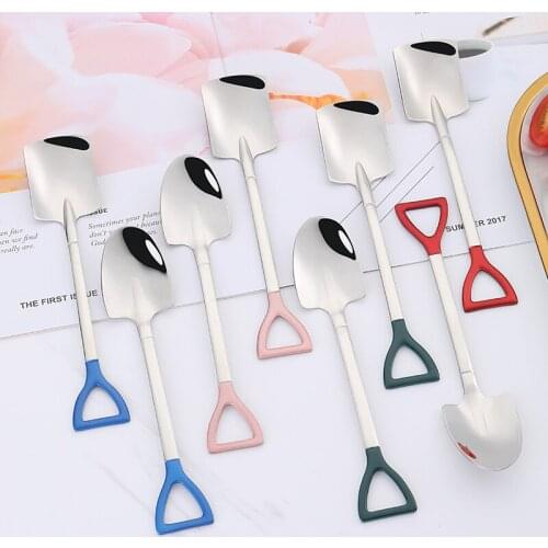 Home Iron Shovel Fruit Spoon Stainless Steel Ice Cream Watermelon Dessert Scoop Tableware Mixing Spoon Teaspoons Kitchen Gadgets