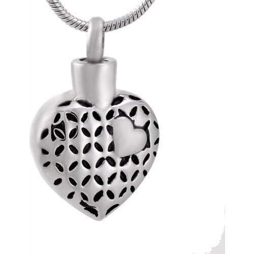 IJD9586 Double Heart Pendant Necklace Stainless Steel Cremation Ashes Urn for Men and Women with Chain Jewelry