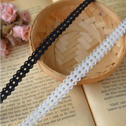 10 Meters White Black Handmade DIY Guipure Embroidery Lace Trim Lace Fabric for Chocker Necklace Garment Accessories 1cm Width