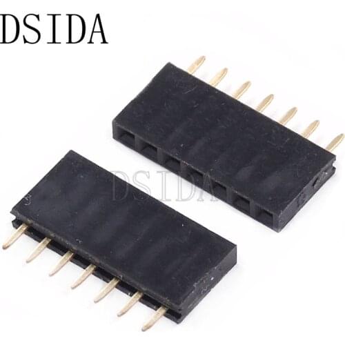 10PCS Female Pin Header Strip 7 Pin Pitch 2.54 mm Single Row Female Pin Header 1x7 1*7 PCB Connector