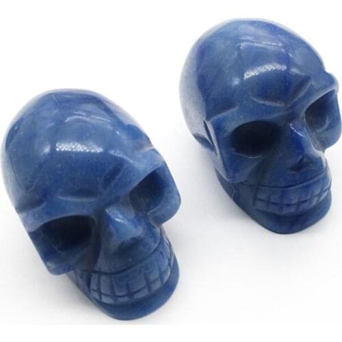 Hot sale beautiful polishing gemstone 2 inch crystal carved skulls blue aventurine skulls for decoration