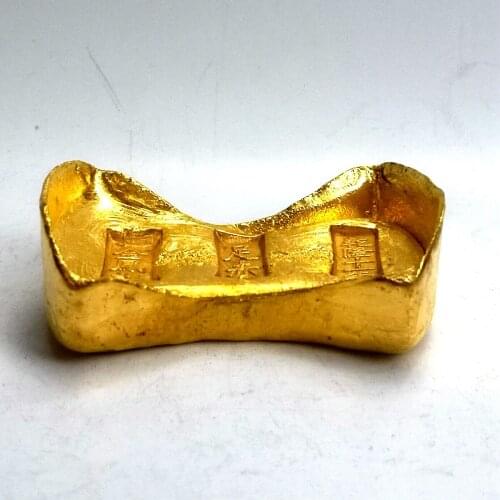 YIZHU CULTUER ART Collection China Qing Kangxi Year Brass Ingot Not Gold Ingot Decoration Gift