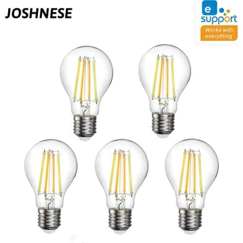 JOSHNESE E27 Retro Edison LED Filament Bulb Lamp 220V WiFi Smart Filament Bulb Voice Control Vintage Candle Light Bulb For Alexa