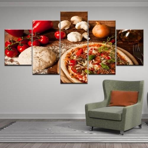 5 Pieces Food Bread pizza tomato HD Print Canvas Painting Kitchen Home Decor Wall Art Picture Restaurant bar decoration Posters
