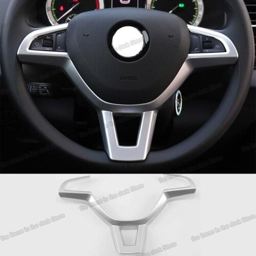 Lsrtw2017 for Skoda Karoq Car Steering Wheel Trims Interior Accessories Chrome Kit 2016 2017 2018 2019 2020