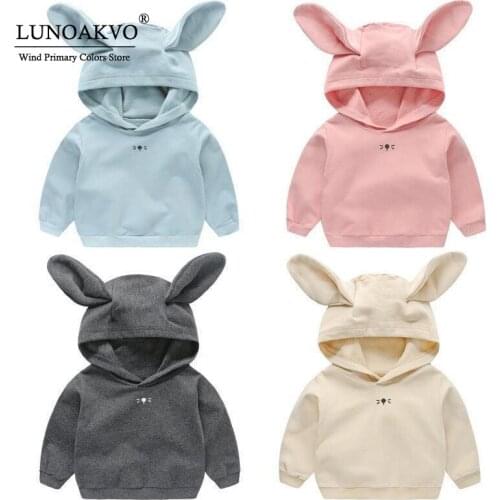 Lunoakvo Toddler Girl Winter Clothes Kids Clothes Girls Autumn Hoodies Solid Color Baby Hooded Tops Long Ear