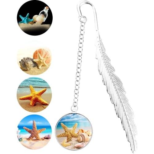 Fashion Sea Star Bookmark Tropical Animal Beach Ocean Sea Star Ornament Decor Pendant Jewelry For Reading Book Notebook Gift