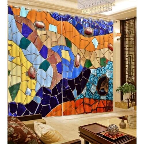 Fashion Beautiful Photo Colorful debris pebbles Bedroom Living Room Kitchen Home Textile Luxury 3D Window Curtains