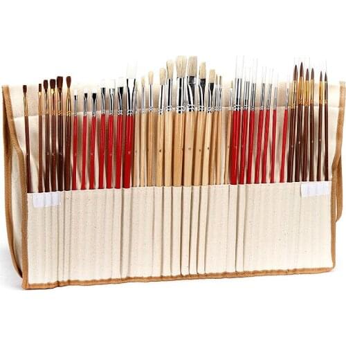 38pcs canvas brush curtain brush set multi combination watercolor brush bristle oil brush set