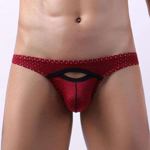 Underwear Men Sexy Low Waist Briefs U-Bulge Pouch Panties Knickers Hollow Out Patchwork U Convex Underpants Male Gay Bikini New