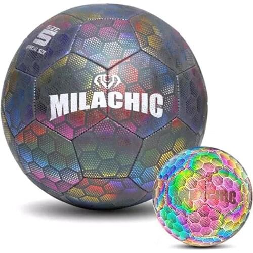 NO.4 NO.5 PU Flashing Reflective Colorful Football Game Training Football Luminous PU Football For Adults Children Teenagers