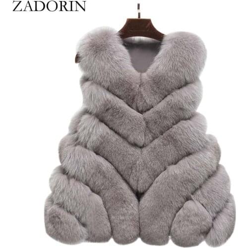 ZADORIN Plus Size 2020 New Winter Faux Fur Vest Fur Coat Women Fluffy Fur Vests Jacket Female Ladies Waistcoat Fur Coat Cardigan