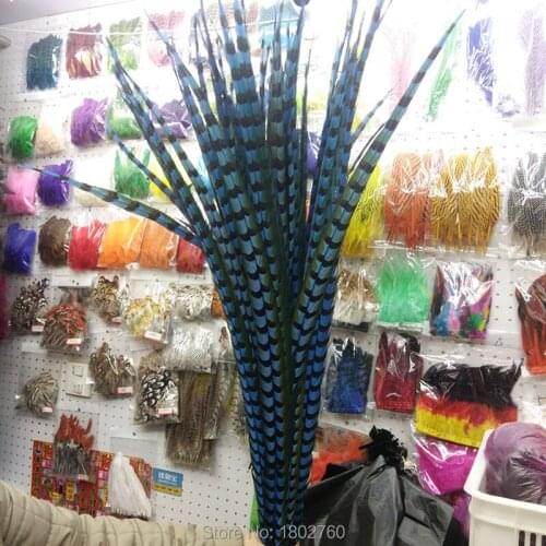 Wholesale 50pcs beautiful blue copper chicken feathers long 36-40 inch 90-100 cm feather decoration diy collection stage perfor