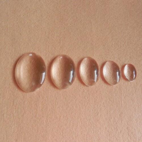 50Pcs/Lot OVAL Clear Glass Cabochons Bead Transparent Glass Beads Settings Pendant Charms DIY Jewelry Making Accessories