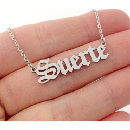 Personalised Old English Font Name Necklace Gothic Mini Name Nameplate Necklace Personalised Jewelry