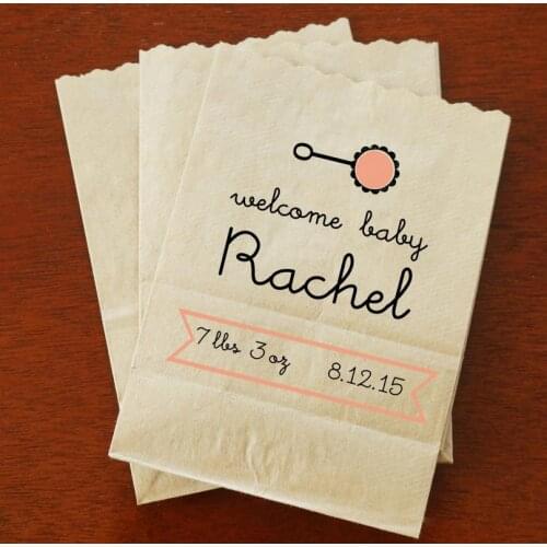 Personalized Midnight Snack Bridal baby Shower Kraft Paper Bakery Cookie desserts gifts Favors Bags Custom Names and Date print