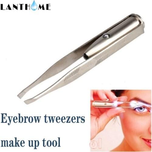 Hot Sale Eyebrow Hair Remover Make Up Led Light Eyelash Eyebrow Hair Removal Tweezer Face Hair Remover Stainless Steel Tweezers