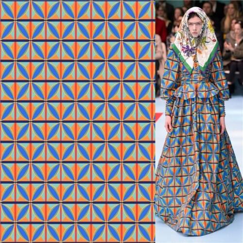 Polyester dress fabric customization Graphic stitching series of stretch digital printing sewing handmade materials 105