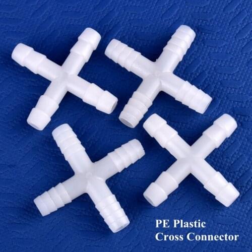 5~500pcs 9mm 10mm PE Cross Connector Aquarium Tank Air Pump Hose 4-Ways Joint Watering Irrigation Garden Water Pipe Connector