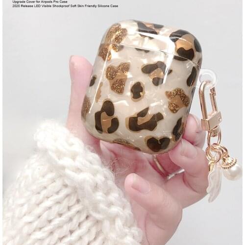 Luxury Leopard Pearl Case for Apple Airpods 1 2 3 Bracelet Chain Case for AirPods Pro Case Bluetooth Earphone Accessories Box