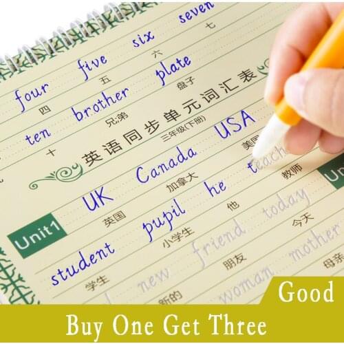 1 Pcs Set English Copybook For Calligraphy Practice Book Handwriting Groove Copy English Word For Kid Auto Fades Can Be Reused