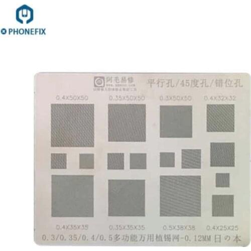 0.3 0.4 0.5mm Parallel Hole Reballing Stencil Multiple 45 Degrees Dislocation Hole Planting Tin Mesh BGA Reballing Stencil