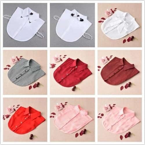 Womens Blouse Trend 2021 New Brand Clothing Accessories Vintage Cute White Fake Collar Ladies Lace Blouse Collars Stand Collar