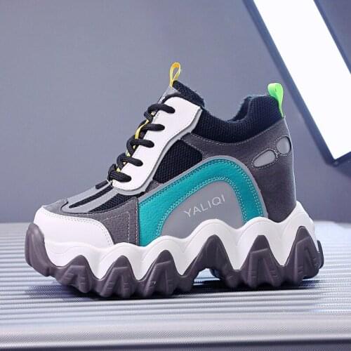 Winter High Top Mixed Color Ladies Thick Bottom Shoes Sneakers Casual Shoes Plus Velvet Warmth Increase Lace-up Shoes U13-03