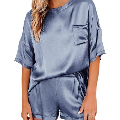 Women Outfit Short Sleeve T-shirt Shorts Soft Two Piece Set Pajamas for Summer T-shirt Shorts Soft Two Piece Set Pajamas for Sum