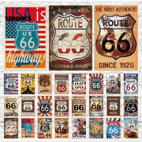 Route 66 Retro Pub Bar Decoration Tin Sign Mother Road Home Decor Plaque Metal Sign Wall Poster Vintage Decor Art Vintage Style
