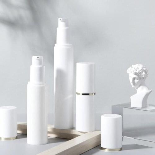 10pc Plastic Pump Bottle 15ml 30ml 50ml Vacuum Pump Bottle Travel Bottling Container White Lightproof Airless Pump Bottle Lotion