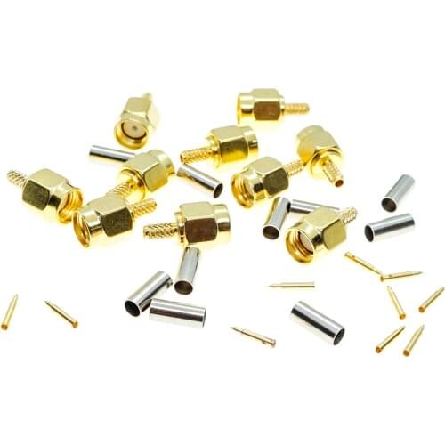 10Pcs High-quality SMA Male Plug crimp for RG174 RG316 LMR100 Cable RF Connector