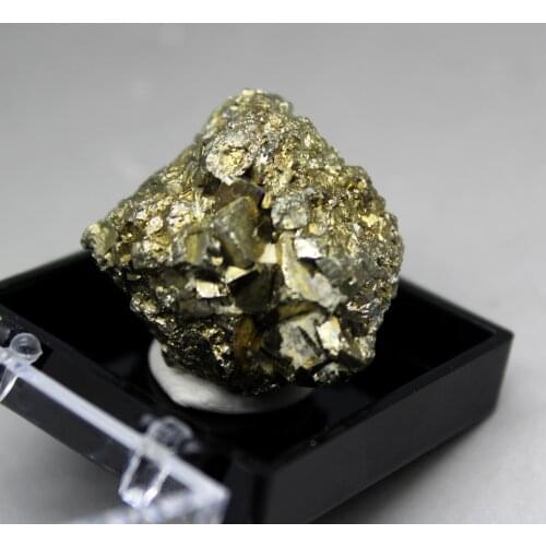 100% Natural shiny Pyrite and crystal mineral specimens natural stones and crystal gemstones box size 3.4cm quartz