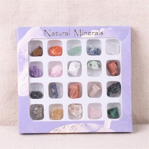 20pcs/box Natural Stones And Crystal Agate Fossil Mineral Fluorite Irregular Energy Stone Home Decoration Polished Rocks Fossil