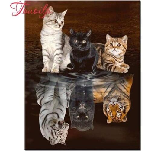 Full square Diamond Embroidery Cat lion tiger 3D Diamond Painting Cross Stitch Home Decoration DIY Diamond picture Mosaic Kits