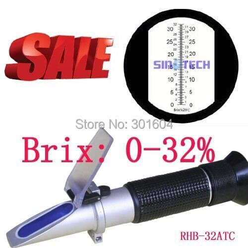 Free shipping Hand held cuttling liquid Industrial Fluid Refractometer brix 0-32% RHB-32ATC
